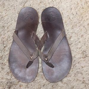 Brown Leather Flip Flops